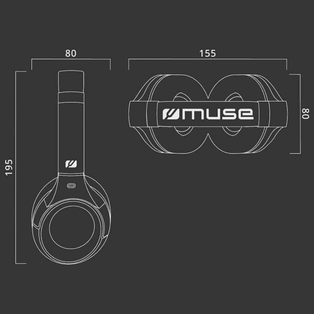 Headphones with Microphone Muse M295ANC Black Grey