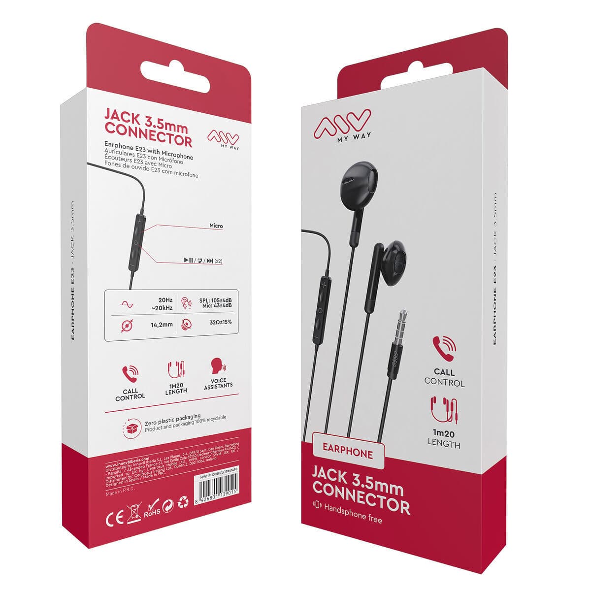 Headphones with Microphone Myway MWHPH0019 White Black
