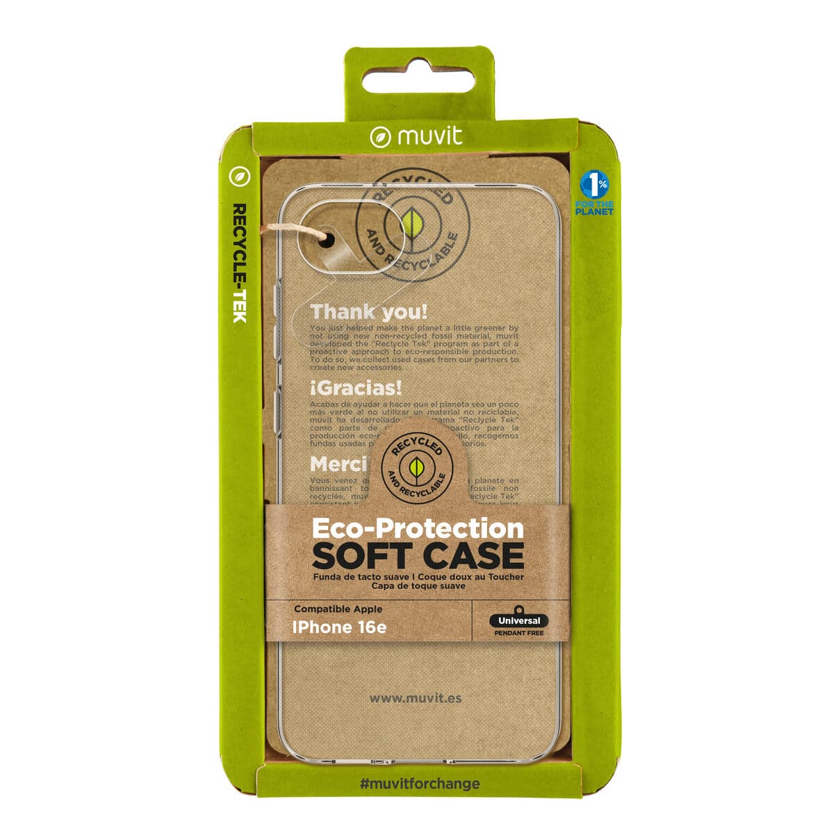 Mobile cover Muvit for Change IPhone 16e Transparent