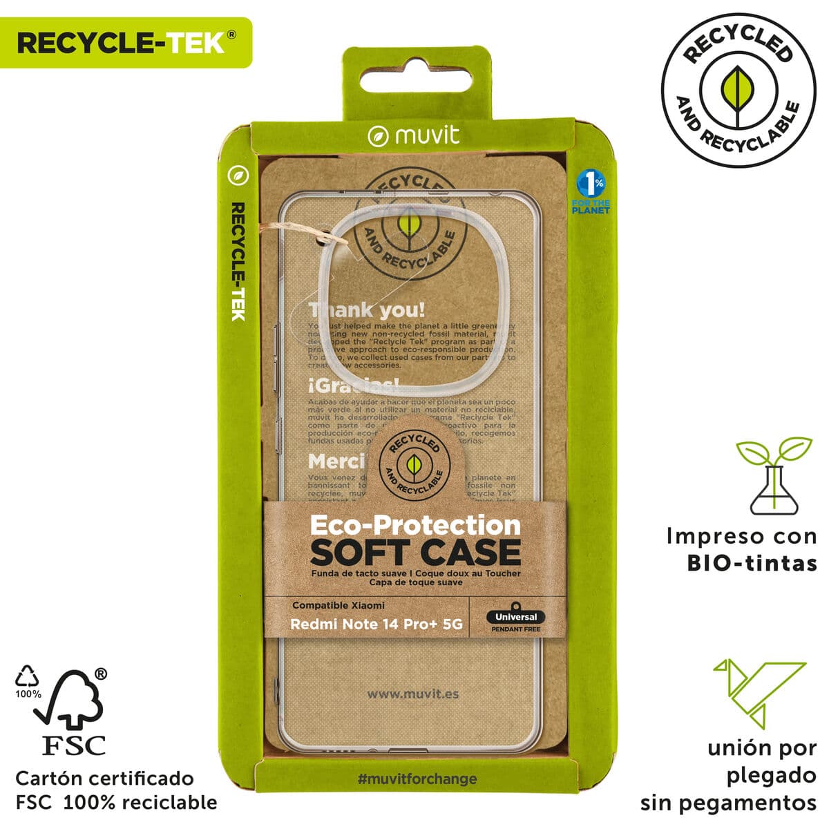 Mobile cover Muvit Xiaomi Redmi Note 14 Pro+ 5G Transparent