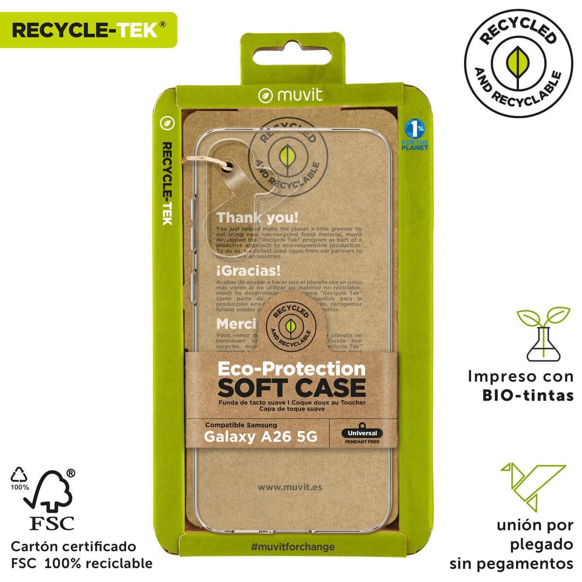 Mobile cover Muvit for Change Galaxy A26 5G Transparent