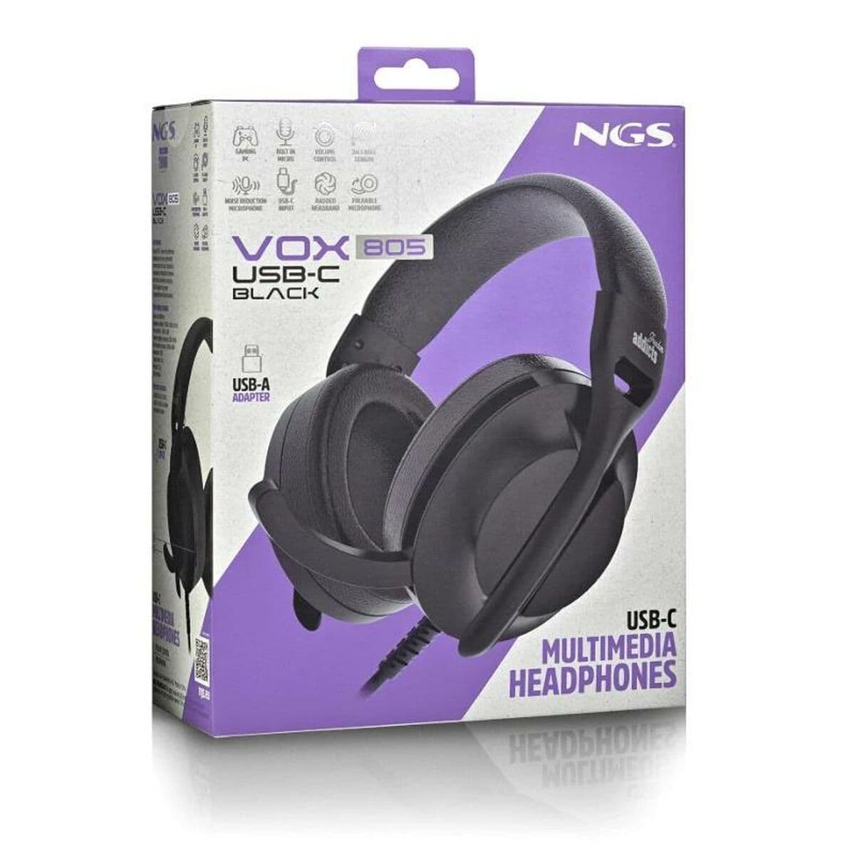 Headphones NGS VOX805USBCBLACK Black