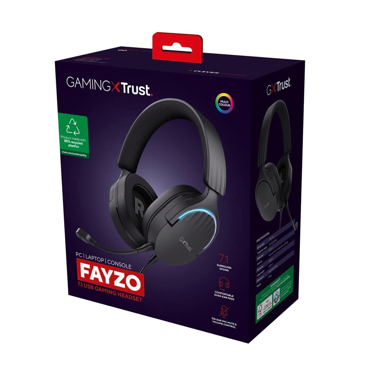 Gaming Headset with Microphone Trust GXT 490 Black Multicolour