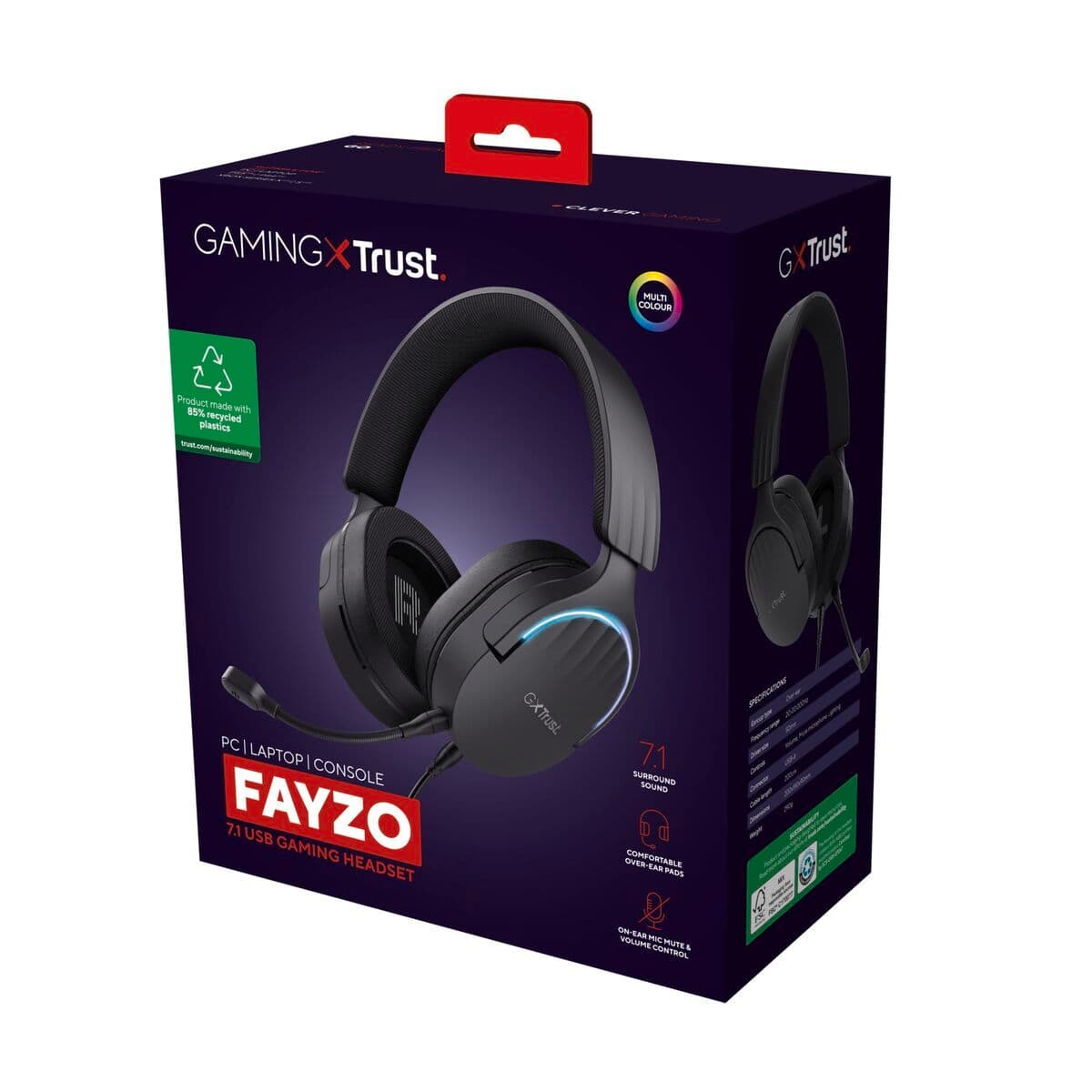 Gaming Headset with Microphone Trust GXT 490 Black Multicolour